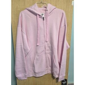 Pacific & Co Size Medium Pink Tulle Full Zip Hoodie Sweatshirt Womens NWT‎ 253
